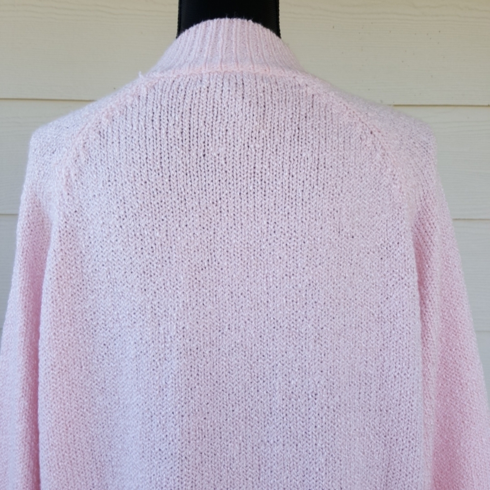 Karen Scott Pink Half Cable Knit Mock Neck Sweater (L) - Picture 6 of 11